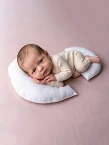 3pcs White Artificial PU Leather Newborn Baby Photography Posing Props, Studio Baby 100 Days Photo Shoot Posing Pillow Props - Three-piece Set - View 2