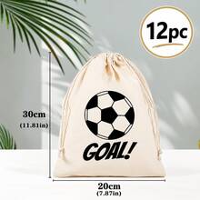 12pcs/Set Football GOAL! Printed Drawstring Storage Bags, Reusable Canvas Gift Bags, Suitable For Football Party Favors, Game Day, Birthday And Graduation Celebration Sports Themed Bags, Perfect For Gifts And Small Accessories - A - View 14