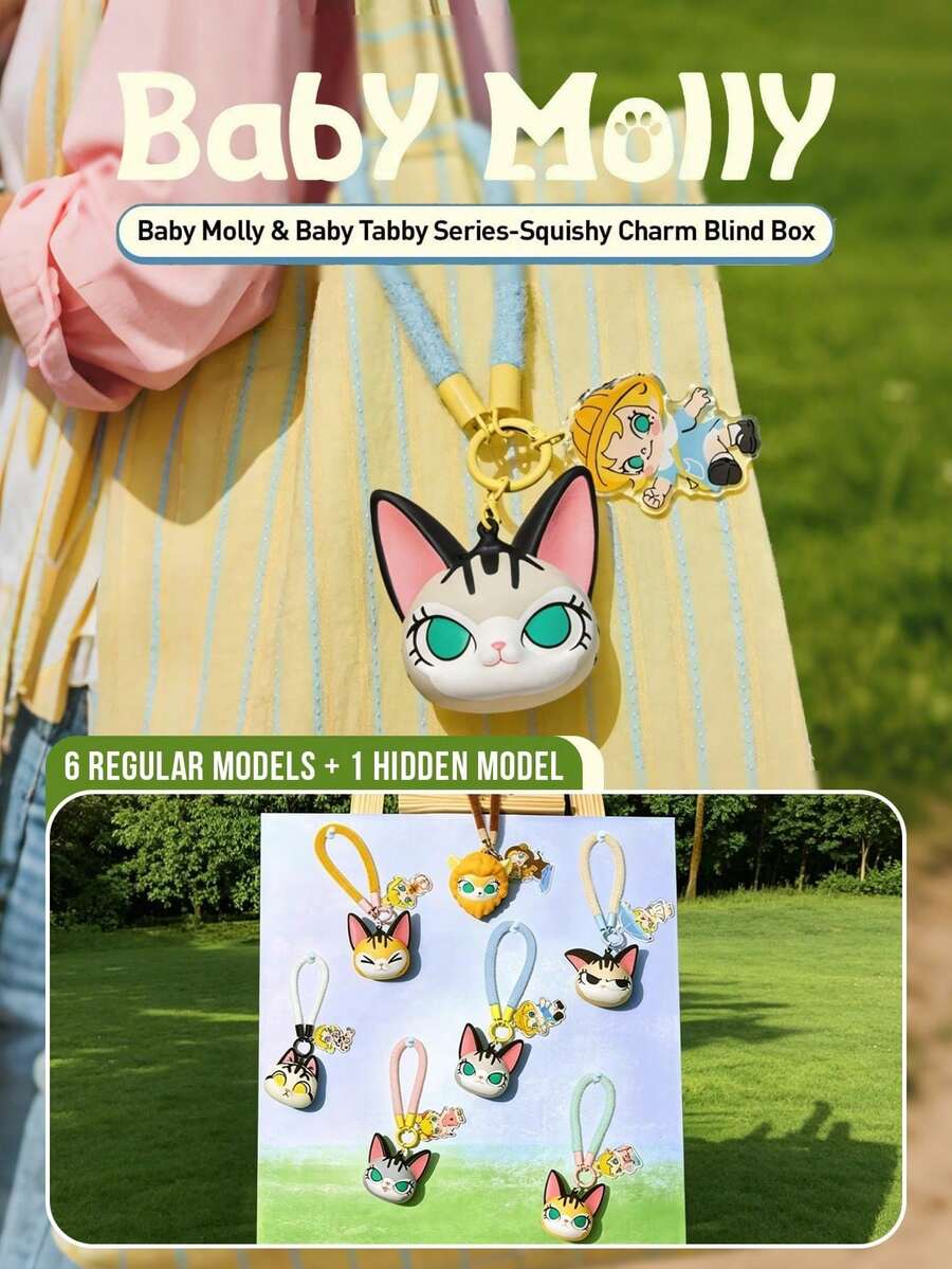 Molly Vinyl Blind Box: 6 Gaya Reguler + 1 Gaya Tersembunyi, Gantungan Tas Ransel Harian, Koleksi Blind Box Mainan, Desain Kucing Lucu, Hadiah Pesta Liburan, Kotak Misteri Ulang Tahun dan Natal - MultiWarna - View 1