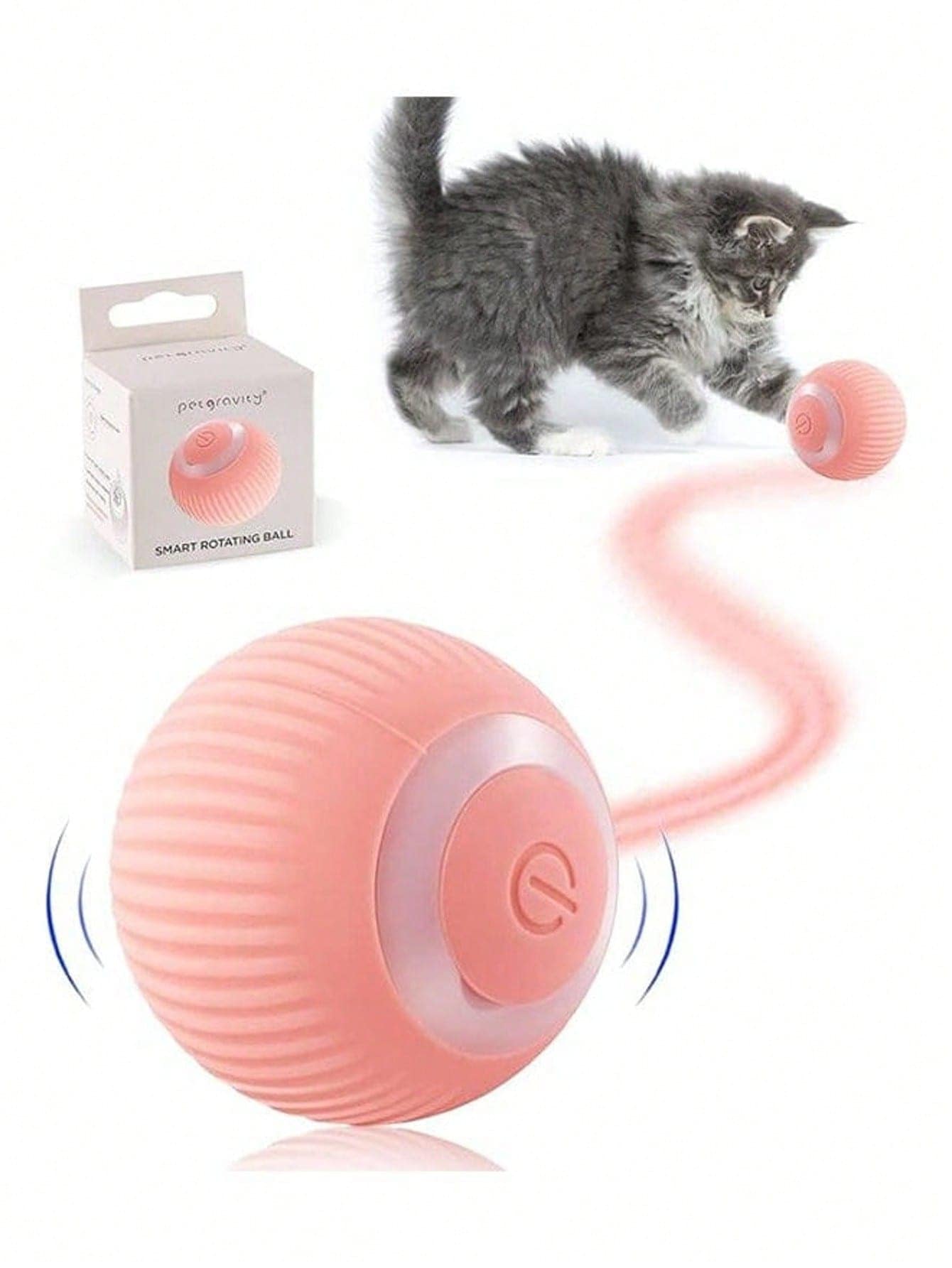 Interactive Cat Ball Toy, Smart Indoor Automatic Moving Ball, Puzzle & Boredom Relief, USB Rechargeable Pet Toy - Pink - View 1