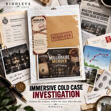 RIDDLEVA Millionaire Detective 推理桌遊 冷案調查拼圖桌上遊戲 1-6人 適合家庭聚會 互動遊戲 萬聖節派對 聖誕節 生日禮物 - 駝色 - 查看 3