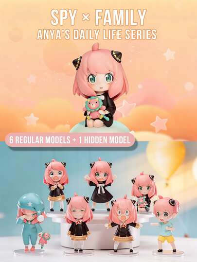 SPY * FAMILY Anya Daily Series Blind Box Chibi Anime Character Figure Collectible, Desktop & Car Dashboard Decor, Surprise Unboxing Gift, Birthday & Christmas Gift For Friends, Cute Pink Anya Figure Blind Box
