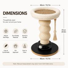 Modern Cat Tree Tower With Plush Bed, Natural Sisal Scratching Post, Cooling Mat, Hanging Rope & Rolling Ball For Indoor Cats - Beige - View 9