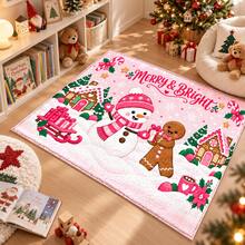 1pc Pink Candy Train Christmas Floor Mat, Fantasy Holiday Room Decor, Suitable For Kids Room, Game Room, Living Room And Christmas Party - Multicolor - View 2