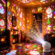 1pc USB Christmas Projection Night Light, LED Dynamic Christmas Atmosphere Light, 360° Rotatable Non-Slip Base, ABS Material, Exclusive Christmas Gift. Projects Dreamy Christmas Decoration Patterns On Ceiling And Walls, Halloween, Christmas, Birthday Gift - Multi-color - View 2