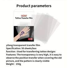 50 Sheets Transparent Tattoo Transfer Film - A4 Size, Compatible With Transfer Paper, Suitable For Professional And Beginner Tattoo Artists. Ideal For Temporary Body Art Templates, Tattoo Transfer Templates, Fine Patterns, Smooth Surface, Suitable For Creative Professionals - View 2