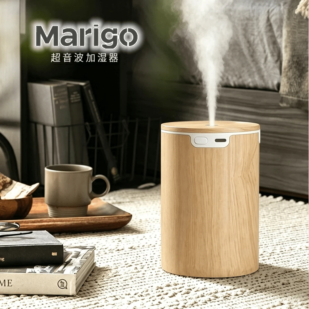 2025進化型 超音波加湿器 木目調 静音 Type-C給電 LEDライト付き 卓上加湿器 寝室 オフィス 車用 小型 持ち運び 乾燥対策
