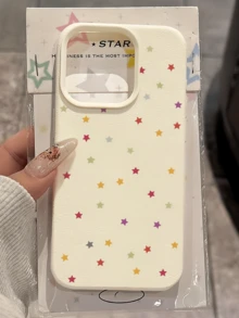 1件白色彩色小星星個性化TPU防震全包手機殼，適用於Apple 18 17 16 15 14 13 12 11 Pro Max Air及系列 - 彩色 - 查看 2