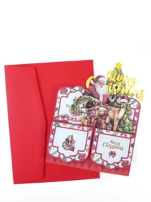 2pcs Christmas Greeting Cards 3D Pop-Up Santa Claus Decorative Cards - Multicolor - View 3