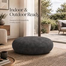 Modern Round Floor Pillow – Soft-Touch Matte Fabric Cushion For Living Room, Patio, And Kids' Play Areas - Dark Grey - View 4