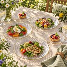 50/25/20/10pcs Dragon Scale Pattern Gold Rim Dinnerware Set, 7.5"/10.25" Reusable Plates, Food Trays, Fruit And Snack Platters, Dessert And Salad Plates, Cheese And Candy Trays, Multi-Purpose Tableware For Parties, Weddings, Birthdays, Picnics, Holiday Events, Easy To Clean, Suitable For Elegant Home And Event Table Settings - View 2