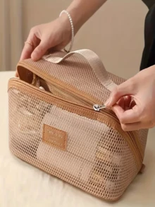 Mesh Transparent Makeup Bag Large Capacity Pillow Travel Essential Toiletry Bag Multi-Functional Makeup Bag, Exquisite Multi-Functional Storage Bag, Cosmetic Storage Bag, Portable Toiletry Bag, Perfect For Travel, Vacation, Camping And Outdoor Activities, Creative Gift, Lightweight Travel Toiletry Bag, Suitable For Men And Women, Perfect Gift Choice - Multicolor - View 8
