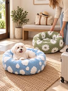 1pc Small Dog Bed, Round Indoor Cat Bed, Soothing Pet Bed For Puppies And Kittens, Non-Slip Bottom, Cute And Exquisite Dog Bed - Multicolor - View 6