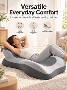 1pc Ergonomic Reading Pillow, Backrest Pillow, Memory Foam Wedge Pillow, Adjustable Neck Pillow, Multi-Position Support Cushion, Suitable For Stomach Sleepers And Sedentary People, Removable & Washable Pillowcase - Grey Pink Medium - 1PC - View 8