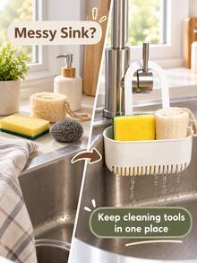 Kitchen Sink Faucet Hanging Sponge Storage Basket: A Sink Draining Rack For Storing Sponges, Soap, Brushes, And Various Cleaning Supplies. An Essential Item For Kitchens And Bathrooms. - Multicolor - View 4