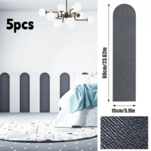 5pcs 5.9x23.62inch Wall Protection Film Geometric Arch Wall Panels, Self-Adhesive Semi-Circular Border Design, Multi-Color, Wipeable, For Bedroom, Living Room, Study, Easy Peel & Stick Removable - A - View 18