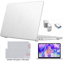 Ốp bảo vệ vỏ cứng nhám cho MacBook Neo 13 inch A3404 đời 2026, chống trầy xước, kèm nhiều phụ kiện tùy chọn gồm miếng che bàn phím chuẩn EU và US, miếng dán màn hình HD, adapter USB, giá đỡ mini và túi chống sốc laptop - Xem 13