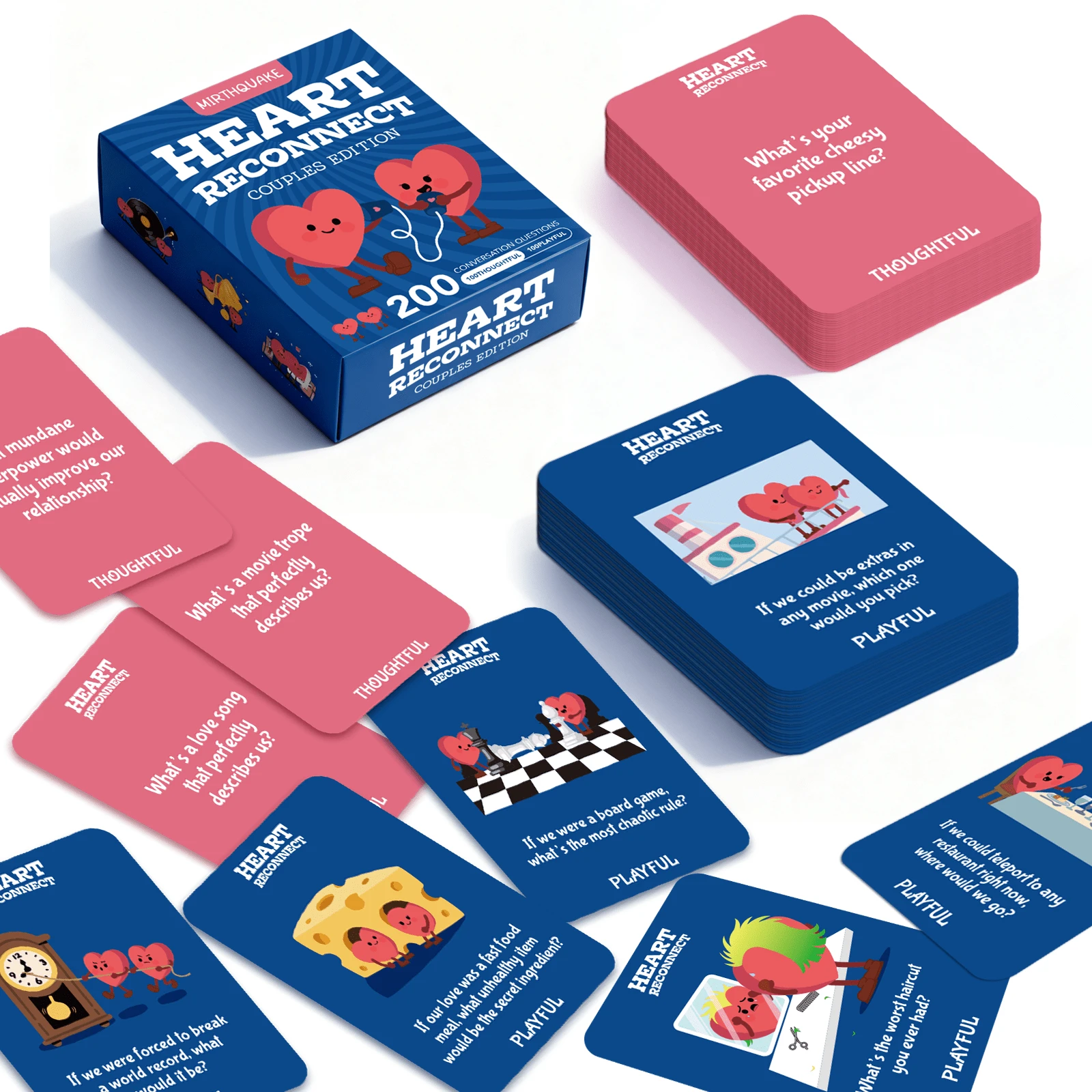 Heart Reconnect Couples Conversation Card Game, 200 Question Cards, Christmas Game Party Gift, Interactive Tabletop Game For Couple Date Night & Holiday Gathering - Multicolor - View 1