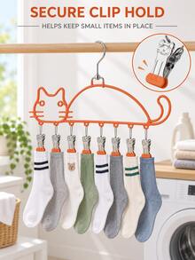 Multifunctional Stainless Steel Drying Rack Featuring A Cute Cat Design; Sturdy, Thickened, And Durable, This Versatile Rack Serves Eight Different Purposes-Perfect For Drying Items Like Underwear And Socks. A Household Essential. - Multicolor - View 5