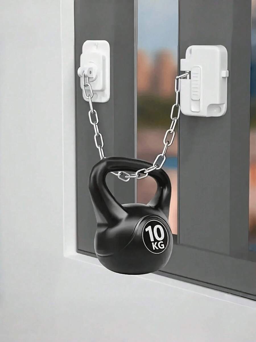 Window, Cabinet And Refrigerator Safety Chain Lock; Sliding Door Limiter; High-Rise Anti-Fall Lock; Child Safety Lock (Upgraded Version); Window Lock; Anti-Theft Anti-Pry; Child Window Lock; Drill-Free Installation - Multi-color - View 1