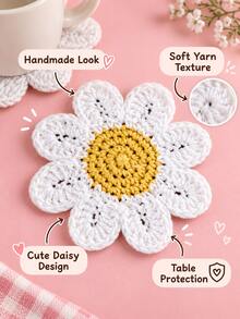 Tatakan Gelas Berbentuk Bunga Daisy Lucu 1 Buah, Alas Cangkir Meja dengan Desain Bunga yang Menggemaskan, Dekorasi Meja Rumah Musim Gugur yang Nyaman, Hadiah Liburan Thanksgiving Natal yang Sempurna untuk Wanita dan Anak Perempuan, Aksesori Dekorasi Meja Dapur, Meja Kopi, dan Meja Kerja yang Bergaya - MultiWarna - View 6