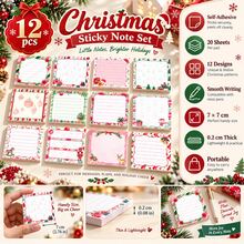 12 buah Stiker Persegi Kartun Natal Merah, Hijau, dan Merah Muda, Pola Manusia Salju dan Bola Natal, Cocok untuk Memo, Perencana, Dekorasi DIY, Pembelajaran, Kantor, Buku Harian, dan Acara Lainnya, Juga Sebagai Hadiah Natal - 12 buah 1 set - View 2
