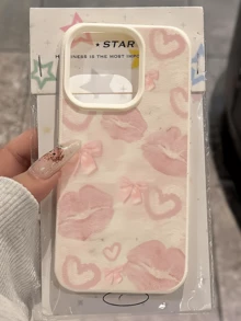 1件 白色愛心唇印蝴蝶結個性化 TPU 防摔全包手機殼，適用於 Apple 18 17 16 15 14 13 12 11 Pro Max Air 及系列 - 彩色 - 查看 3