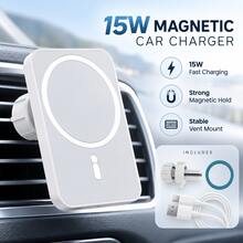 15W Universal Fast Charging Magnetic Wireless Car Phone Holder, Strong Suction Cup, One-Click Installation, Wide Compatibility, Seamless Charging For Car Navigation, Compatible With Iphone/Smartphones, Quick And Convenient - General Purpose - View 14