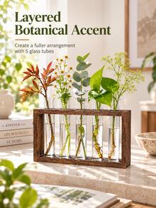 Plant Propagation Station, 2/3/5 Glass Test Tube Vases With Wooden Frame, Desktop Hydroponic Plant Rooting Rack, Pothos And Flower Bud Display Stand, Home Office Desktop Indoor Plant Decor, Suitable For Bookshelf And Windowsill - A - View 6
