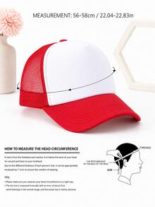 1pc Unisex Trucker Hat Dad Cap Sponge Mesh Baseball Cap, Suitable For Daily Use, Outdoor Travel, Hiking, Climbing, Swimming, Beach Party, Fishing - Red and White - View 3