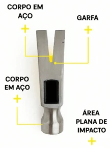 Martelo De Unha Bomvink 270g Bom-1001 Cabo Emborrachado Anti Derrapante - A - Visão 6