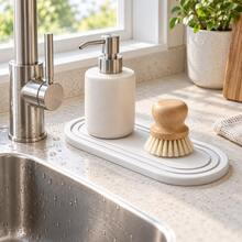 1/2pcs Natural Diatomaceous Earth Quick-Drying Sink Tray With Absorbent Stone Pad - Suitable For Kitchen Countertop, Bathroom Vanity Storage, Faucet Mat, Soap Dish And Coaster, Sink Basin Dedicated Moisture-Absorbing And Moisture-Wicking Diatomaceous Stone Technology - 20cm X 10cm - View 2