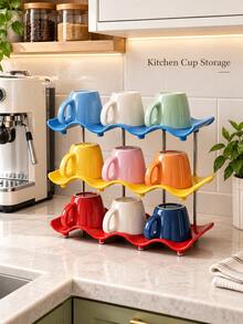 Multi-Tier, Stackable, Transparent Countertop Rack For Cups And Water Bottles; Suitable For Home Use As A Drying Rack For Mugs And Glassware; Ideal For Homes, Bars, Clubs, And Parties; A Space-Saving Countertop Display Stand. - Multicolor - View 11