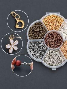 Set Pengait Lobster Ring Multi Ukuran dengan Kotak Penyimpanan Berbentuk Bunga, Cocok untuk Membuat Kalung, Gelang, dan Perhiasan Buatan Tangan Sendiri - J74-D - View 2
