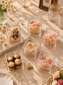 20pcs Transparent Lid Gift Boxes, Matching Gift Packaging Empty Boxes, Square Storage Jewelry Display Boxes, Multi-Functional Jewelry Storage Boxes Suitable For Accessories, Food And Candy Home Display - 5*5*5cm - View 1