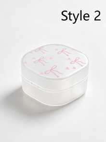 Cute Pink Bow Pattern Round Storage Box - Portable Makeup Pad And Cleaning Product Storage Box, Sealed Travel Design, Suitable For Brushes, Balls, Beads, Etc., Bathroom And Vanity Storage, Makeup Remover Storage Box, Smooth Surface, Transparent Storage Box, Dorm Essential, Makeup Organizer Tool, DIY Essential, Gift For Family And Friends, Back To School Essential - Multicolor - View 12