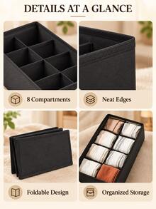 Foldable Underbed Storage Box, Suitable For Shoes, Socks, Underwear And Bras; Washable Oxford Cloth Dust-Proof Storage Bin With Dividers; Space-Saving Organizer Box, Suitable For Wardrobe, College Dorm And Home General Storage - Multicolor - View 5