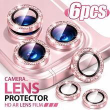 6PCS Bling Camera Lens Protector Compatible With Iphone 18 Pro Max/18 Pro, 17 Pro Max/17 Pro/17 Air/17, 16 Pro Max/16 Pro/15/14/13/12/11, Shiny Crystal Diamond Metal Ring, 9H Tempered Glass, Anti-Scratch, HD Clear, Full Coverage, Case Friendly Camera Protection, Fashion Phone Accessories - Pink - View 27