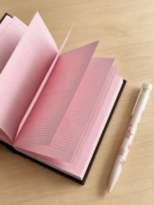 1 Strawberry Chocolate A6 Notebook, Minimalist Pure Pink Diary, Pocket Diary, Suitable For Daily Recording And Plan Management - Multiple Styles - View 2