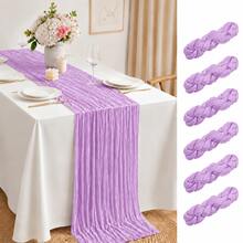 10 Pack Beige Cheesecloth Table Runners, Soft Crinkle Gauze Table Runners, Boho Rustic Sheer Cheese Cloth Table Decor For Wedding Reception, Bridal Shower, Baby Shower, Birthday Party, Holiday Events, Farmhouse Dining Table And Home Decor - Lavender Purple - View 13