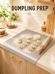 1pc Stainless Steel Kneading Board, Kitchen Essential - Large Stainless Steel Cutting Board, Suitable For Countertop, Can Be Used For Cutting Meat, Vegetables, Bread And Baking, Non-Slip Edged Cutting Board, Butcher Block, Cheese And Board, Thickened And Mold-Resistant, Suitable For Home And Restaurant Use, Easy To Clean With Water, Basic Kitchen Tool For Home Cooks And Cooking Enthusiasts, Kitchen Supplies, Suitable For Home, Dorm, Kitchen Tools, Suitable As Home Gift, Christmas Or Back To School Gift. - Silver - View 6