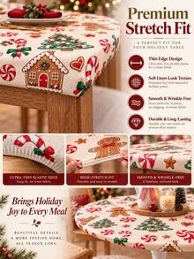 1pc Christmas Rectangular Tablecloth, Gingerbread House Candy Cane Tree Cookie Print Dining Table Cover For Kitchen Dining Room Party, Festive Holiday Table Decor, Home Decor, Room Decor, Christmas Decorations For Home - Multicolor - View 9