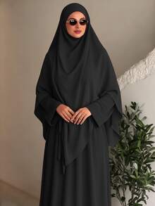Bộ 2 món Khimar Hijab khăn cầu nguyện + Abaya, trang phục Hồi giáo rộng rãi thoải mái cho nữ, phù hợp mặc hàng ngày và cầu nguyện, dùng cho mọi mùa - Nhiều màu - Xem 12