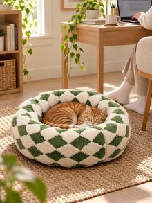 1pc Small Dog Bed, Round Indoor Cat Bed, Soothing Pet Bed For Puppies And Kittens, Non-Slip Bottom, Cute And Exquisite Dog Bed - Multicolor - View 3