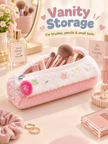 Cute Plush Pencil Case, Large Capacity Japanese Scroll Zipper Pencil Pouch, Soft Fluffy Stationery Storage Bag, Suitable For Pens, Markers, Makeup Brushes, Perfect For School, Office And Travel - Multicolor - View 10