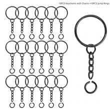 20pcs Keyring With Chain Small Rings, Handmade DIY Set, 1 Inch Split Rings, Open Jump Rings Suitable For DIY Crafts And Jewelry Making, Jewelry Making, Suitable For Crafters (10 Keychains + 10 Small Rings) - Aperture Chain Small Link - View 11