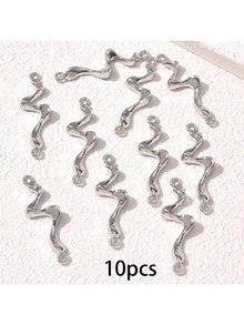 10pcs/Set Metal Asymmetrical Stripes Three-Dimensional Zinc Alloy Double Hanging Connector DIY Basic Findlings For Women For DIY Jewelry Making - Gold - View 17