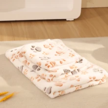 Super Soft Fleece Catnip Dog Blanket, Pet Mattress With Cute Paw Print - Machine Washable Flannel Pet Blanket Cover, Multiple Colors And Sizes Available, Suitable For Small And Medium Pets With Multiple Pattern Soft Pads - White 60*40cm/23.62*15.75in - View 2