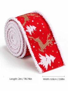 1 buah Pita Beludru Natal, Pita Bertepi Berbulu dengan Kawat, 8 Gaya Meriah, 2m Per Gulungan, Motif Salju, Santa, dan Rusa Kutub, untuk Membuat Pita Pembungkus Kado, Dekorasi Karangan Bunga Pohon Natal, Dekorasi Rumah untuk Pesta Liburan - 2 meter/78,7 inci - View 18
