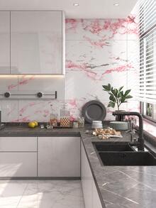 1 Roll Pink Marble Pattern Contact Paper, Glossy Peel And Stick Wallpaper, Waterproof And Oil-Resistant Self-Adhesive Vinyl Film, Suitable For Countertops, Kitchen Cabinets, Desks, Table Tops, Removable Rental Apartment And College Dorm Essentials - Multiple Styles and Colors - View 8